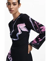 Desigual Women's Asymmetric short dress with letters
