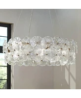 Possini Euro Design Filoli 34 1/2" Modern Pendant Chandelier Ceiling Light Fixture Dining Room Over Table Kitchen Island Foyer Ring Flower 8-Light Gol