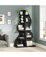 Tribesigns Corner Shelf, Modern 5-Tier Wall Bookshelf, Stylish Small Bookcase Storage Rack Plant Stand with Unique Shape for Living Room