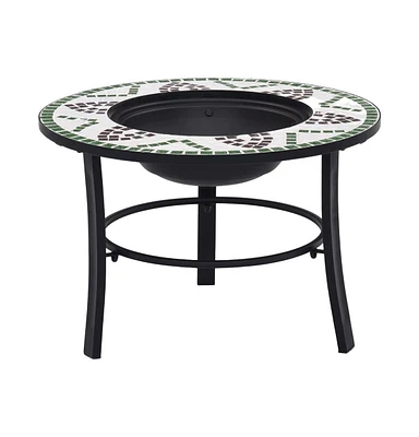 vidaXL Mosaic Fire Pit Green 26.8" Ceramic