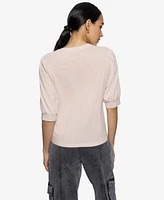 Sanctuary Women's Mixed-Media Button-Front Tee