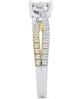 Diamond Split Shank Engagement Ring (3/4 ct. t.w.) in 14k Two-Tone Gold