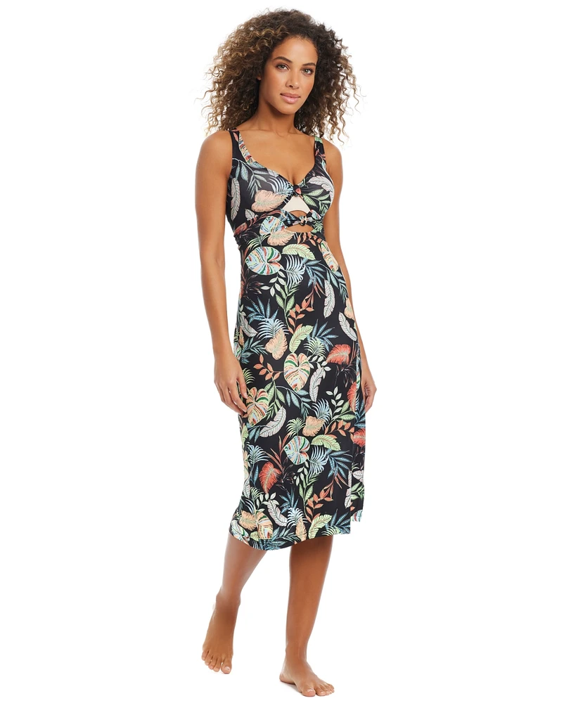 Bar Iii Women's Swept Away Knot-Front Dress Swim Cover-Up, Exclusively at Macy's