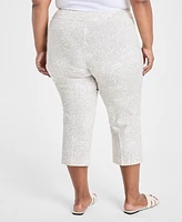 Jm Collection Plus Print Rivet-Waist Capri Pants, Exclusively at Macy's