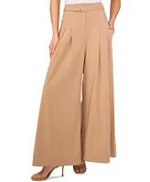 CeCe Women's Belted High-Waisted Super-Wide-Leg Pants