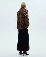 Mango Women's Leopard Regular Coat