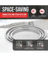 Bakken Swiss Pizza Tray Set 3-Piece Gray Ceramic Coating, Non-Stick, Round Steel Pizza Pans