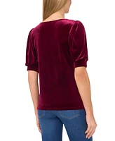 Cece Women's Crew Neck Short Sleeve Velvet Top