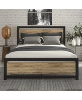 Slickblue Platform Bed Frame with Panel Headboard and Footboard for Stylish Bedroom Comfort and Support