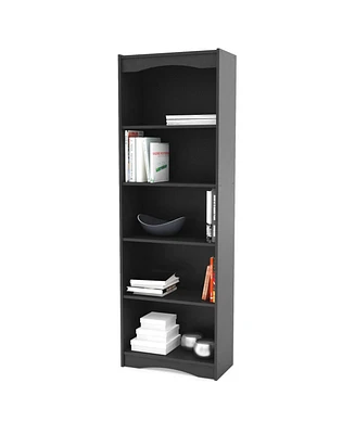 Slickblue Contemporary Bookcase with 5 Shelves and Curved Accents