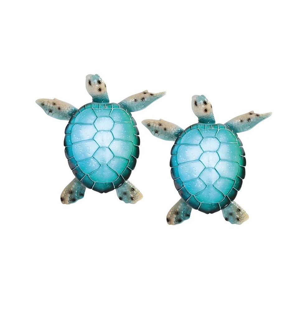 Fc Design "2-pc Set" 11"W Led Blue Sea Turtle Figurine Statue Ornament Home Room Office Decor and Perfect Ideas for Housewarming, Holidays and Birthda