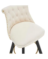 The Pop Home Set of 2 Velvet Swivel Bar Stools, 360 Rotation, Modern Kitchen Chairs-The