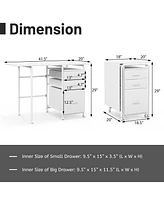 Gouun Folding Computer Desk with Wheels and 3 Drawers for Home Office and Study
