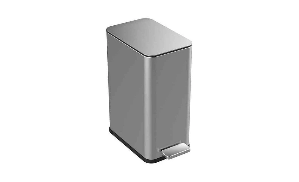 Slickblue 2.6 Gallon Slim Rectangular Stainless Steel Kitchen Bathroom Step Trash Can