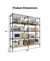 gaomon Wire Shelving Heavy Duty Load 1400LB, 5 Tier Shelf, 59" W x 13.8" D x 59" H Metal Storage Rack, Adjustable Shelves, Standing Storage Shelf Unit