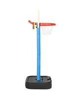 Gymax Portable 2 1 Kids Basketball Hoop Stand w/ Ring Toss & Storage Box