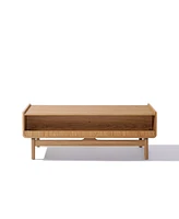 LuxenHome Summer Oak Engineered Wood Coffee Table with Storage