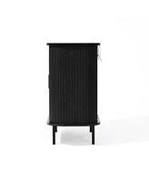 LuxenHome Mid-Century Modern 2-Door Accent Cabinet with Slatted Sliding Doors