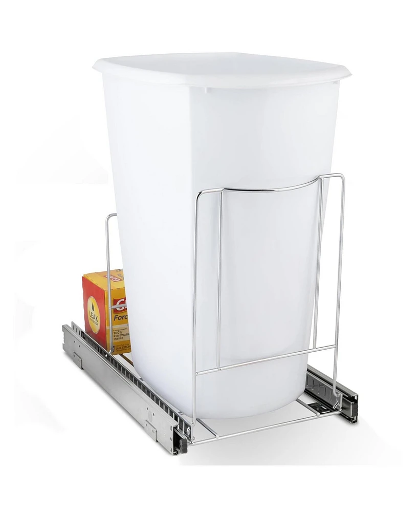 Florida Brands Pull Out Trash Can for Under Cabinet, Adjustable with Chrome Finish 11 x 21 In - Trash Can Not Included