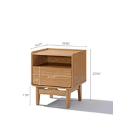 LuxenHome Summer Oak Engineered Wood Nightstand and End Table with Storage