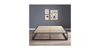 Slickblue Low Profile Modern Metal Wood Slat Platform Bed Frame