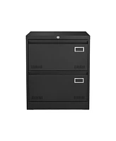 Boyel Living Filing Cabinet Lateral File 2 Drawer with Lock Metal Cabinets Three Office for Legal/Letter/A4/F4