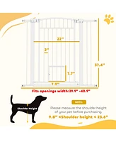 PawHut 30"-41" Dog Gate w/ Cat Door, 3-Inch & 5.5-Inch Extension Kit