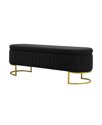 Raquel Storage Bench with Metal Legs and Channel Tufted