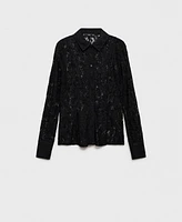 Mango Women's Transparent Lace Shirt