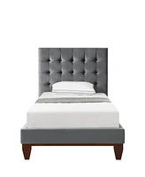 Inspired Home Telford Velvet Platform Bed Frame and Headboard Set Twin