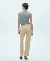 Mango Women's Button Loops and Bow Trousers