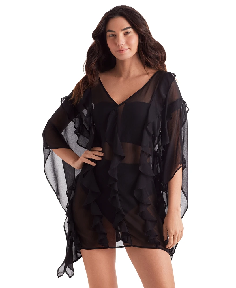 Mimi Flamingo Women's Breeze Ruffle-Trim Poncho Cover-Up