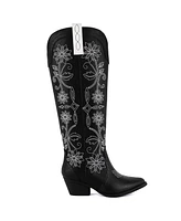 Sugar Women's Tall Tam Floral Western Pull On Boots