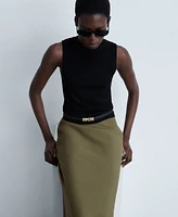 Mango Women's Satin Midi Skirt