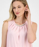 Kasper Women's Bead-Detail Pleated Sleeveless Top, Regular & Petite