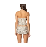 Edikted Womens Wavy Baby Sequin Corset