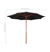 vidaXL Garden Parasol with Wooden Pole 118.1"x101.6" Black