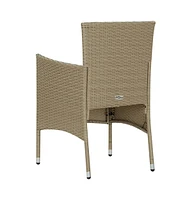 Patio Dining Chairs 2 pcs Poly Rattan Beige
