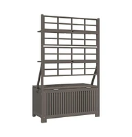 vidaXL Storage Box with Trellis Gray 39"x19.7"x63" Solid Wood Acacia