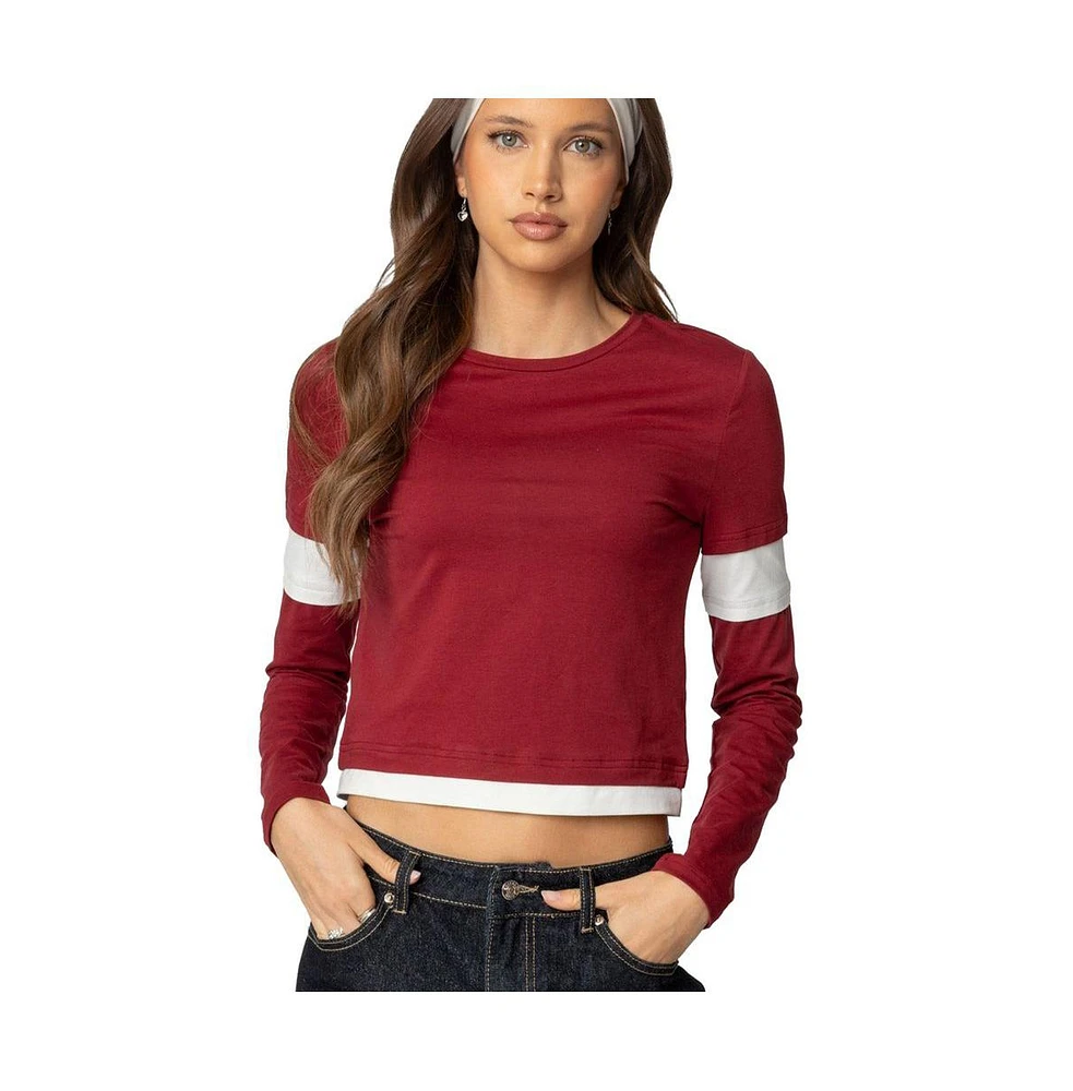 Edikted Women's Paula Layered Long Sleeve T Shirt