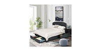 Slickblue Linen Adjustable Headboard 4 Drawer Storage Platform Bed