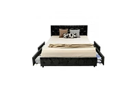 Slickblue Button Tufted Upholstered Platform Bed with 4 Spacious Storage Drawers