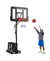 Gymax Portable Basketball Hoop System w/ Easy Height Adjustment from 7.9-10 Ft