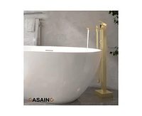 Casainc Freestanding Single Handle Floor Mounted Roman Tub Faucet Bathtub Filler with Hand Shower