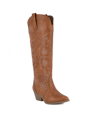 Sugar Women's Tall Tam Floral Western Pull On Boots