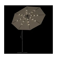 Cantilever Garden Parasol with Led Lights and Steel Pole 118.1" Taupe