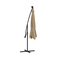 vidaXL Cantilever Garden Parasol with Led Lights and Metal Pole 137.8" Taupe