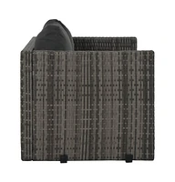 vidaXL 3 Piece Patio Dining Set with Cushions Poly Rattan Gray