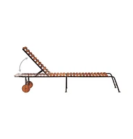 vidaXL Sun Lounger with Steel Legs Solid Wood Acacia