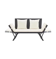 vidaXL Patio Bench with Cushions 69.3" Black Poly Rattan